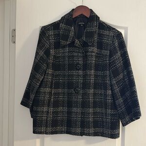 Black and White Plaid Swing Coat
